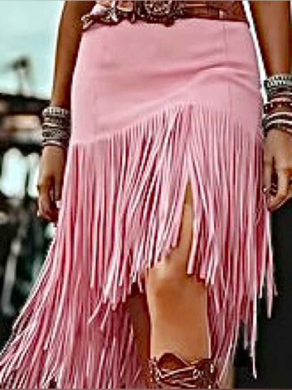 Fringed Pink Women’s Skirt - Boho Festival Style. Size M. NWT.